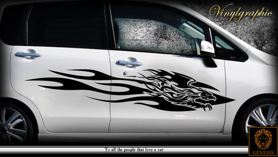 車 ステッカー 軽自動車にも 和柄 不死鳥 デカール 上質 大きい バイナル カッティング ワイルドスピード系 カスタム 「全8色」 GENESIS 2