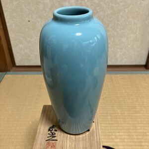 ☆★青磁花瓶☆森野嘉光作☆未使用品★高さ23㎝★☆工芸品・花器・花瓶・花入れ・青磁花瓶・工芸作家