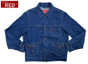 ★LEVI'S RED リーバイスレッド 本革 レザー使用 デニム ジャケット トラッカージャケット メンズ ブルー S