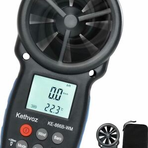 ハンドヘルド風速計 気圧計 Kethvoz KE-866BWM 風量計 風力計 圧力計デジタル 気流測定器、風速/温度計測器
