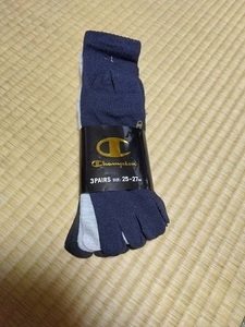 champion 五本指ソックス　3足セット（ブラック、グレー、ネイビー）25-27㎝　新品