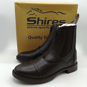 【中古・未使用品】Shires ライディング ブーツ センタージップ ショートブーツ 39 ブラウン レディース 乗馬