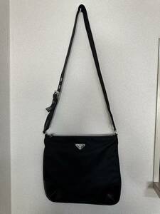 Y【中古品】プラダ PRADA ナイロン×レザー ショルダーバッグ BTO332 ブラック