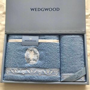 未使用品　ウェッジウッド　フェイスタオル　ウォッシュタオル　WEDGWOOD ジャスパー　水色