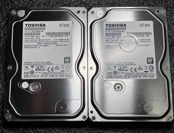 2個set 東芝 1TB 3.5インチ HDD SATA ハードディスク CMR 5700RPM DT01ABA100