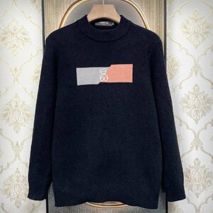 一枚限定EU製＆定価5万◆UABONI*Paris*セーター*ユアボニ*パリ発◆上品ミンク/カシミヤ混 個性 ゆったり 裏起毛 防寒 シンプル 秋冬 2XL/52