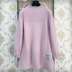 一枚限定EU製＆定価5万◆UABONI*Paris*セーター*ユアボニ*パリ発◆ウール ソフト 厚手 リブ編み 暖かい ニット ロング丈 レディース L/48