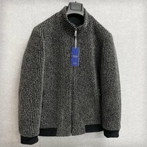 上品・ジャケット 定価8万◆Emmauela・イタリア・ミラノ発◆豪華ミンク/カシミヤ混 総柄 暖か ストライプ 洗練 アウター L/48サイズ_画像8