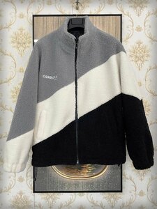 ★★逸品EU製＆定価8万◆UABONI*Paris*ジャケット*ユアボニ*パリ発◆豪華ミンク/カシミヤ混 肉厚 高級刺繍 切替 ボア フリース ブルゾン2XL