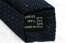 グッチ シルク ドット柄 小紋柄 G柄 クレスト紋章 高級 イタリア製 ブランド ネクタイ メンズ ネイビー GUCCI_画像5