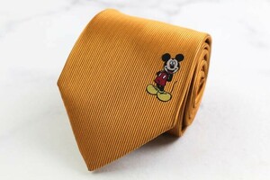 ディズニー ミッキーマウス TDL ワンポイント ワンカラー ブランド ネクタイ メンズ オレンジ Disney