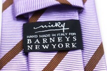 バーニーズニューヨーク シルク ニッキー ストライプ柄 ダブルストライプ イタリア ブランド ネクタイ メンズ パープル BARNEYS NEW YORK_画像4