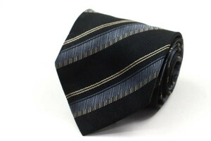  Armani ko let's .-ni silk stripe pattern Italy brand necktie men's black ARMANI COLLEZIONI