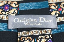 クリスチャンディオール シルク ボーダー柄 小紋柄 総柄 カナダ製 ブランド ネクタイ メンズ ブラック Christian Dior_画像4