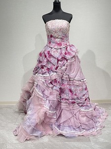 ウエディングドレス カラードレス 【リサイクル品】15号　大きいサイズ【ピンク】【TA0017】