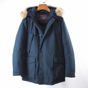 M3-ZL020【美品】ウールリッチ WOOLRICH コヨーテファー アークティックパーカ ダウンジャケット ダークネイビー グリーン系 S メンズ