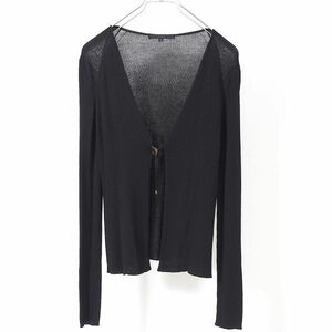 4-YA060[ beautiful goods ] Gucci GUCCI Gold metal fittings attaching pure silk cardigan black M lady's 