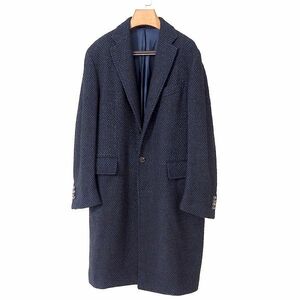 4-YA089【美品】スティレラティーノ Stile Latino ヴァージンウール シルク チェスターコート ネイビー 48 メンズ