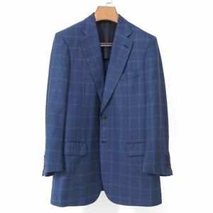 4-YA070 ブリオーニ Brioni イタリア製 最高級 ウール シルク ジャケット ネイビー 48 メンズ