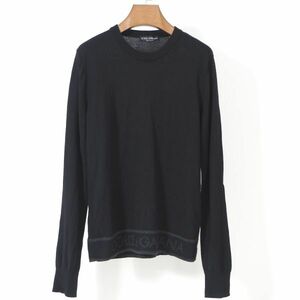 2-DC336[ beautiful goods ] Dolce & Gabbana DOLCE&GABBANAva- Gin wool knitted sweater hem Logo black 48 men's 