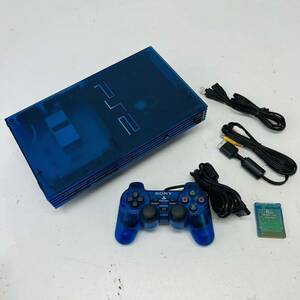 ☆1円～ SONY ソニー PlayStation2 PS2 本体 SCPH-37000 L オーシャンブルー 洋 プレステ2 コントローラー メモリーカード 一式 セット ⑦