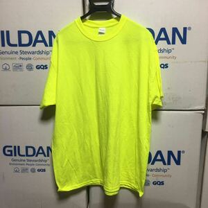 GILDAN セーフティグリーン 2XLサイズ 蛍光 ネオンイエロー 半袖無地Tシャツ ポケット無し 6.0oz ギルダン☆