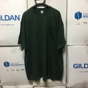 GILDAN フォレストグリーン 2XL サイズ 深緑 半袖無地Tシャツ ポケット付き 6.0oz ギルダン