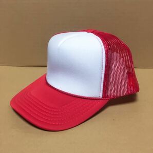 OTTO メッシュキャップ ツートンレッド ホワイトレッド 白赤 RED オットー CAP 帽子 ミリタリー USA 無地 野球帽☆の画像1