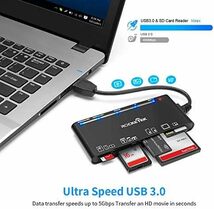 ホワイト SD CFカードリーダー USB 3.0マイクロsdメモリーカードリーダー サポート7枚のカードをに読み取るCF SD_画像4