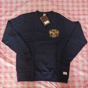 ビルバン ロンT BILLVAN BILLCO OIL ガゼット＆リブ付き ヘビーロングTシャツ ネイビー BV-300309LS