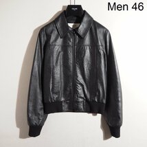 C1724P　▼CELINE セリーヌ▼　20SS フラワーエンボス レザーブルゾン ブラック 46 / ジャケット メンズ エディスリマン 黒 秋～春 rb mks_画像1