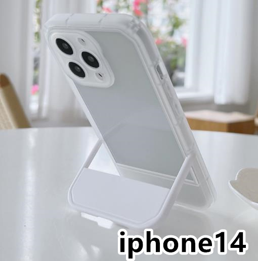 iphone14ケース カーバー スタンド付き　半透明　お洒落　韓国　軽量 ケース 耐衝撃 高品質 ホワイト159