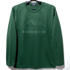 特価/未使用【サイズ=L】RAGGED MOUNTAIN/メンズ/プリント/長袖/Tシャツ/胸囲=96~104cm/green