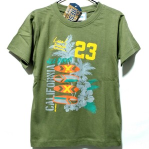 特価/未使用【サイズ=120cm】サーフプリント/子供/半袖/Tシャツ/胸囲=57~63cm/khaki