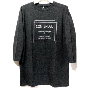 特価/未使用【サイズ=L】英字プリント/レディス/長袖/Tシャツ/チュニック丈/胸囲=86~94cm/charcoal②