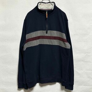 古着 VICTORY OUTFITTERS ハーフジップスウェット 裏起毛 M 紺 ネイビー Used