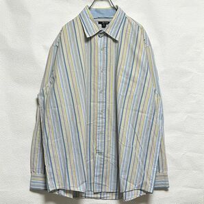 古着 metre exchange 長袖ストライプシャツ XXL 青系 Used