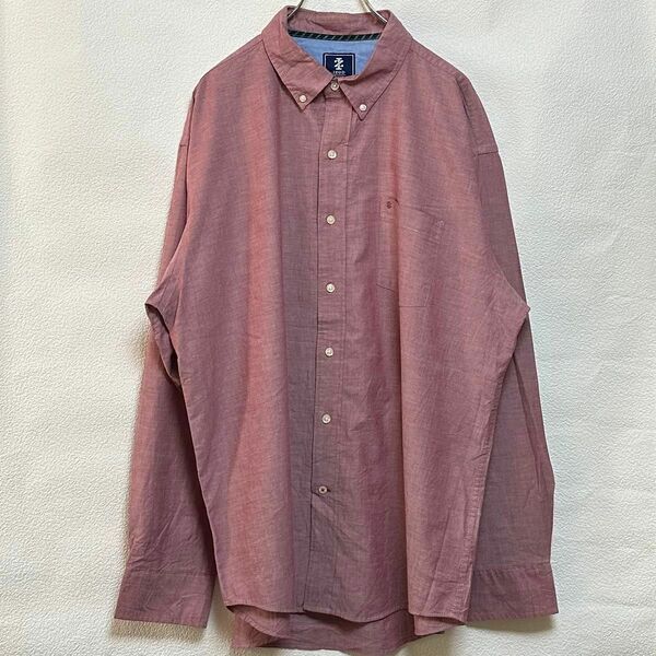 古着 IZOD 長袖シャツ 胸ポケット刺繍ロゴ XL 赤 レッド Used