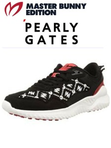 ‡ new goods regular 23cm Pearly Gates master ba knee MASTER BUNNY EDITION monogram pattern spike less golf shoes regular price 35,200 jpy black 