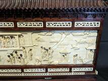 牙彫刻 象牙風 特大 唐木 宮殿 置物 細密彫刻 白材芯料 重量約17.2kg オブジェ　（29-1）_画像5