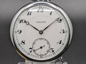 【中古 稼働品】 MOVADO (モバード) 15石 ブレゲ針 スモセコ 二重裏蓋 手巻き 懐中時計 現状品 (k-0532)