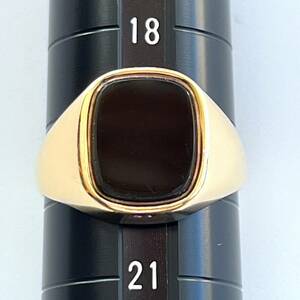 [Vintage]sig net ring 9 gold Gold Gold 375 9ct onyx Britain England made MADE IN UK 19.5 number 4.6g 1973 year 