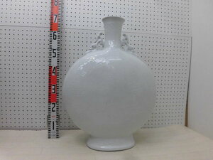 美品☆VASE PLAT ROND SCULPT BLANCアンティークセラミック大型花瓶/アート花瓶大きさは約63.5cmx50cmx20cm☆管理番号1212-60