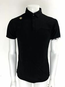 【USED】DESCENTE デサント ポリエステル 半袖 ポロシャツ ブラック 黒 メンズ M ゴルフウェア