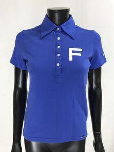 【USED】FIDRA フィドラ 綿 半袖 ポロシャツ ロゴ刺繍 ブルー 青 レディース S ゴルフウェア