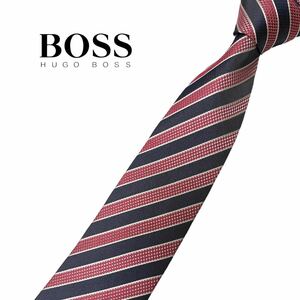 HUGO BOSS necktie narrow tie reji men taru pattern stripe pattern Hugo Boss USED used m730