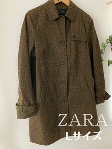 ZARA BASIC ザラ ステンカラーコート Lサイズ　レオパード　アウター　コート スプリングコート トレンチコート