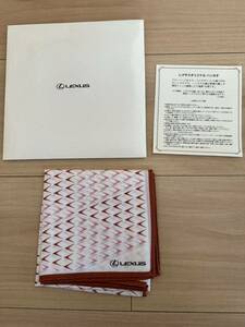 レクサス　オリジナル　ハンカチ　アローヘッドモチーフ　ピンク　レッド　綿100パーセント　千鳥巻縫製　日本製　未使用