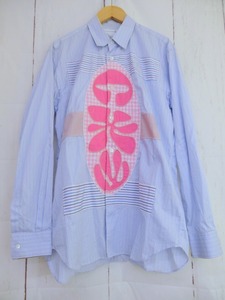 COMME des GARCONS SHIRT コムデギャルソン シャツ デザイン長袖シャツ ブルー 綿100% S W25032