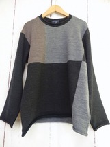 COMME des GARCONS HOMME コムデギャルソン オム 切り替えニット チャコールグレー 毛100% S HN-T02 AD2004_画像1